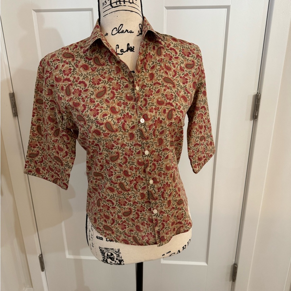 Ralph Ralph Lauren Paisley Floral Shirt XS Cotton Button Up Vintage Look